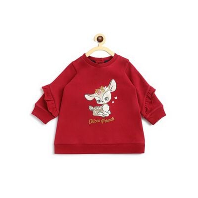 Knitted Long Sleeve Dress with Print